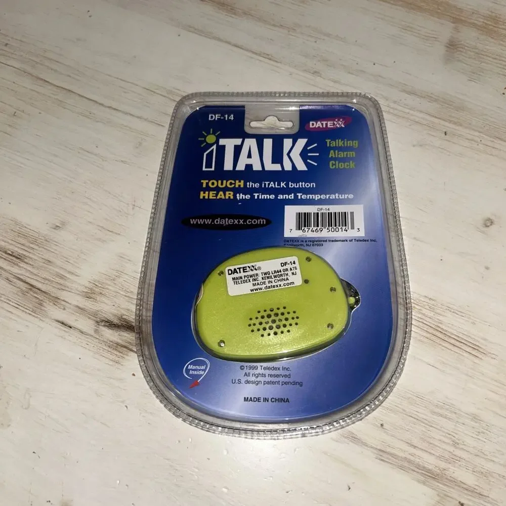 Datexx iTalk Talking Alarm Clock Time & Temperature DF-14 VTG 1999 NOS Y2K Rare